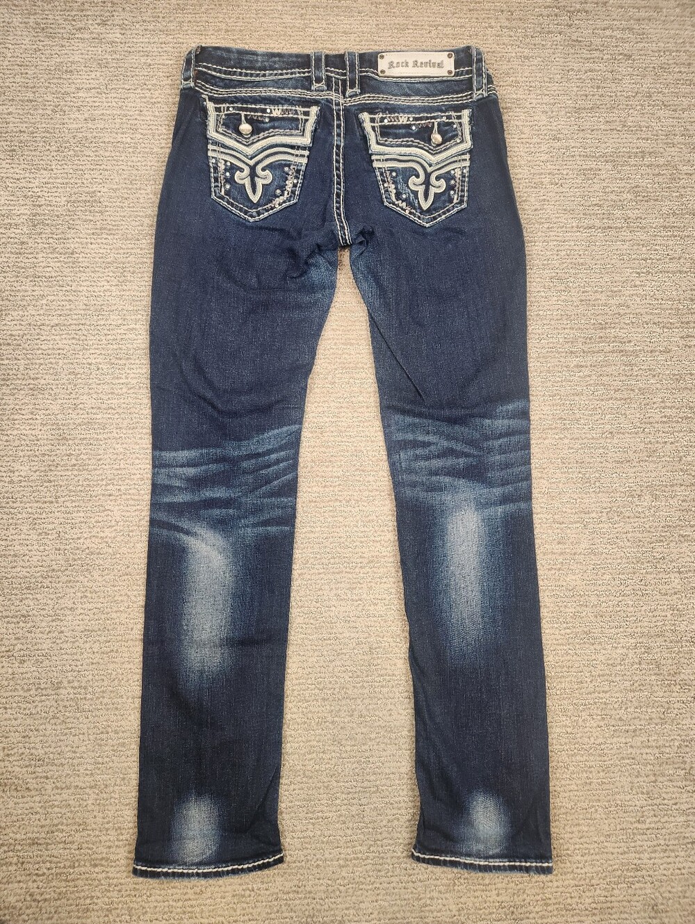 Rock Revival Kai Easy Skinny Jeans Women 27 Bling Thick Stitch Country Western